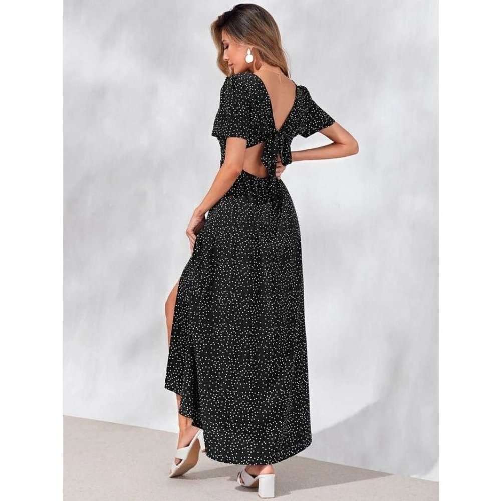 SOLD Tie back polka dot maxi dress - Picture 6 of 6